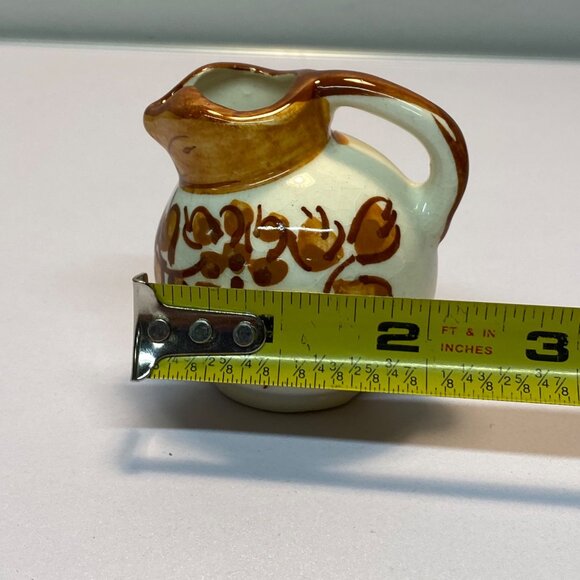 Vintage Occupied Japan Morikin Ware Hand Painted Miniature Pitcher Cream Brown - Picture 4 of 9